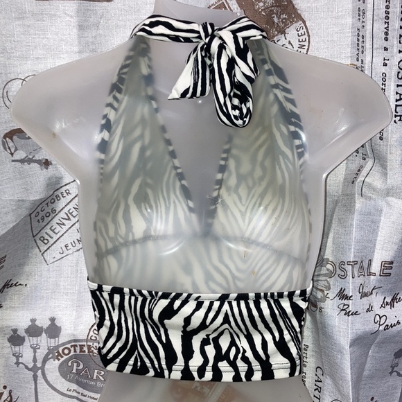 Zebra Print Halter Top - Picture 2 of 3
